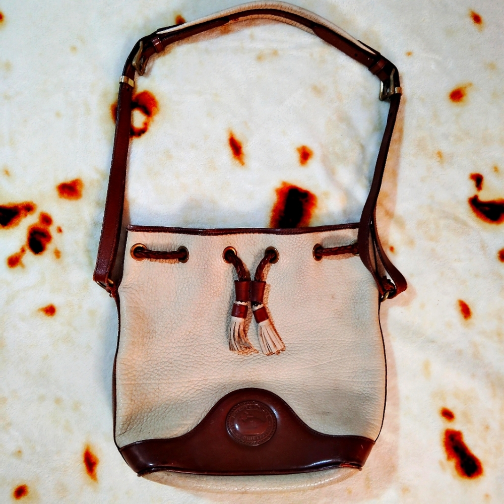 Vtg 70s/80s Genuine Leather Dooney&Burke Cottagecore Cinch Bucket Shoulder Bag